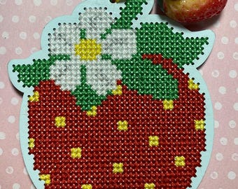 Strawberry Cross Stitch with Charm