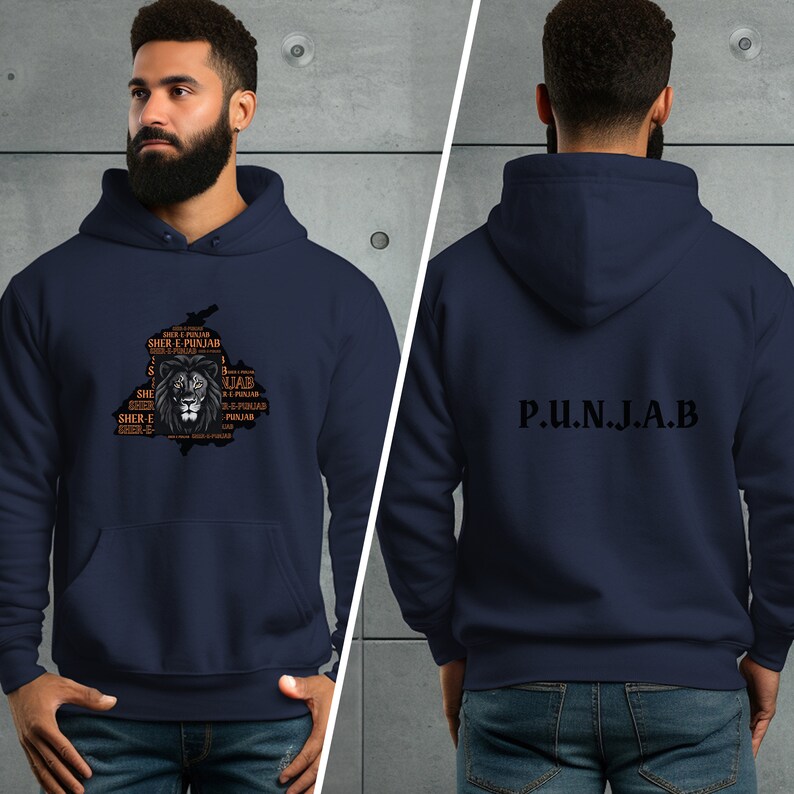 Punjab Hoodie, Punjabi Lion Hoodie, Sikhism Unisex Hoodie, Proud Sikh