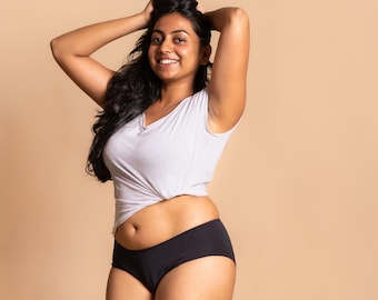 Period Underwear 2.0: Customizable, Easy to Change, Easy to Clean, with Stick-on Reusable Pads - Thin Waistband, Winged Pad Bundle