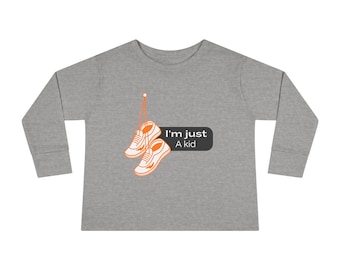 Im Just A Kid - Toddler/Kids Graphic Long Sleeve Tee, Kids Skater Shirt, Music tee