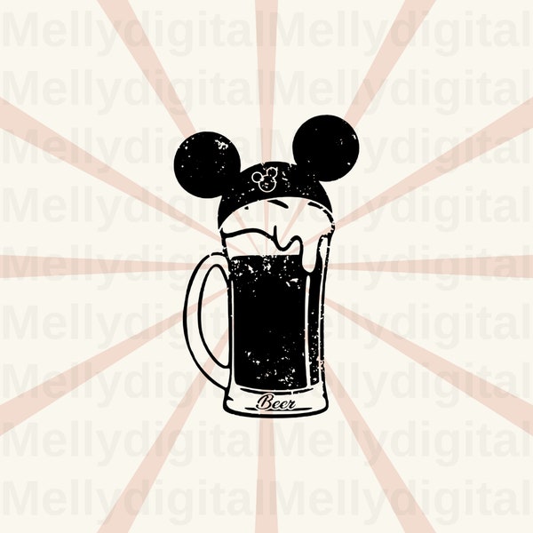 Beer Mug svg, Mickey Beer mug svg, mouse ears svg, Vinyl Cut File, Svg, Pdf, Jpg, Png, Ai Printable Design File