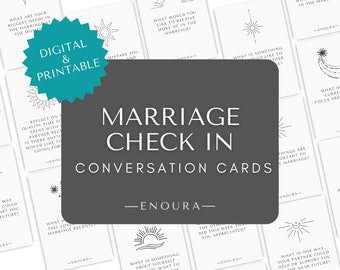 Marriage Check In Conversation Cards, INSTANT DOWNLOAD, Digital, Printable, Maintain Relationship Health, Aesthetic Design, For Couples