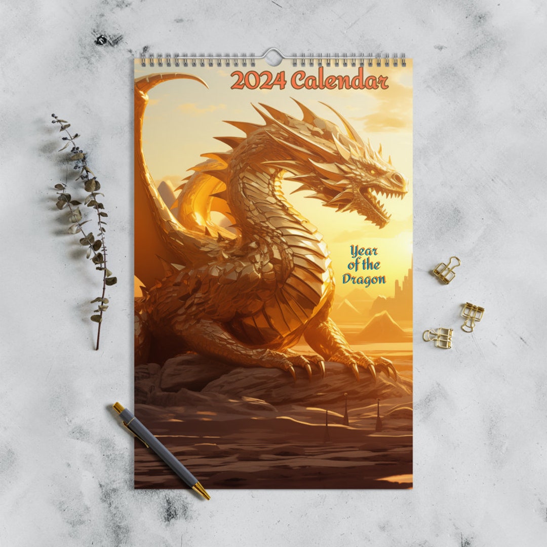 2024 Year of the Dragon Wall Calendar Etsy