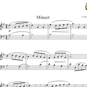 Minuet by Johann Sebastian Bach, Piano Sheet Music
