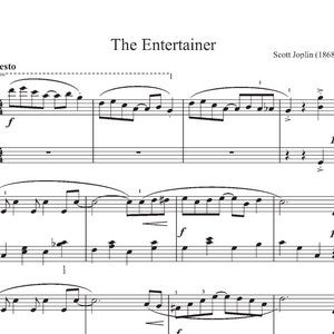 The Entertainer by Scott Joplin, Piano Sheet Music - Intermediate level