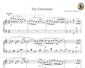 The Entertainer by Scott Joplin, Piano Sheet Music - Intermediate level