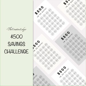 Uitdaging 500 geld besparen | Bespaar 500 in 30 dagen | Afdrukbare besparingstracker 500 | Digitale besparingsdoelstelling van 500 | 500 maandelijkse besparingstracker