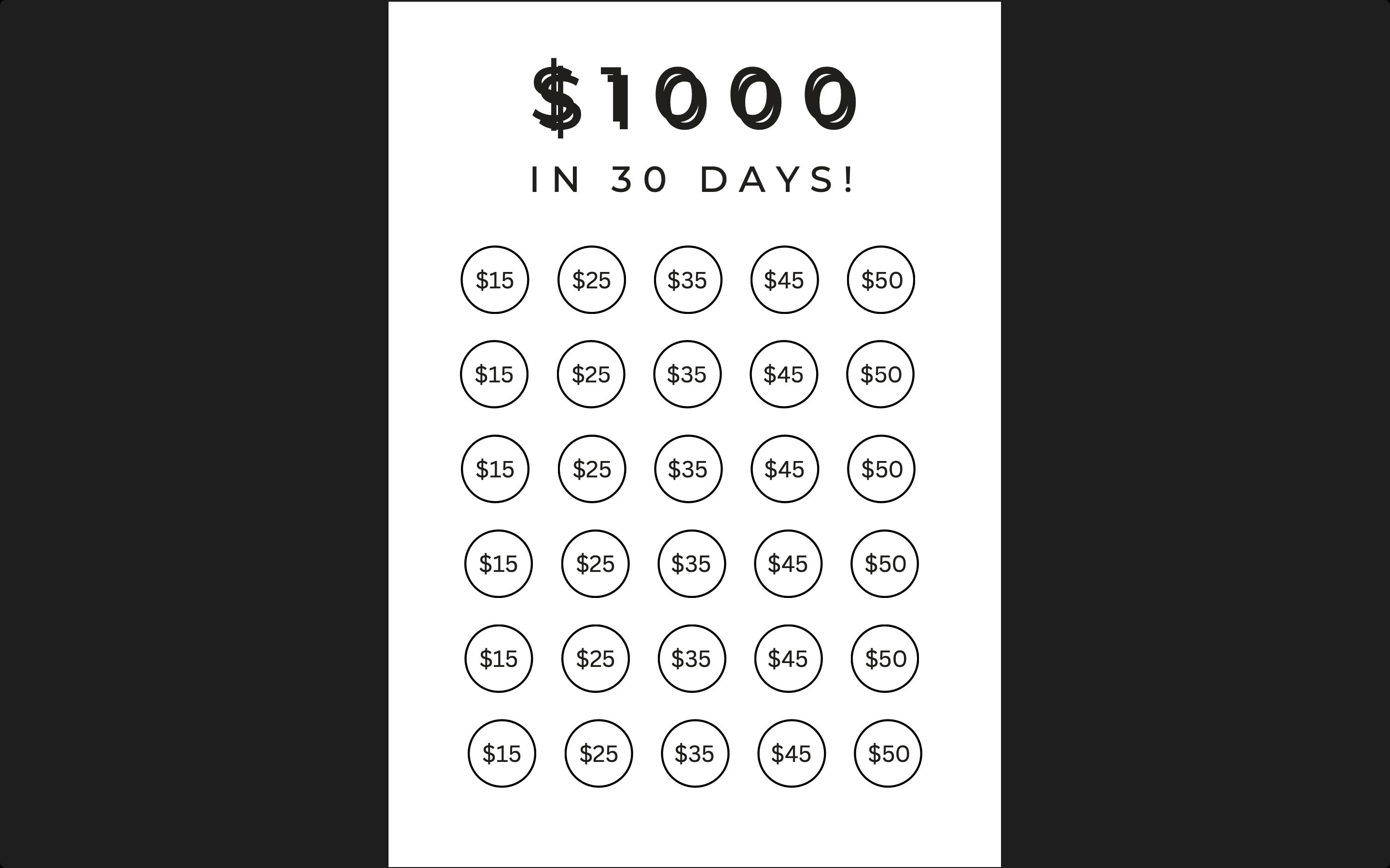 1,000 Money Saving Challenge | Save 1000 in 30 Days | Printable 1000 ...