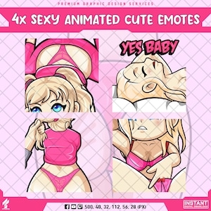 4x Sexy Animated Emotes (Part 2) | Flirty Cute Emojis | Discord, YouTube, Facebook | Kawaii Attractive Digital Stickers