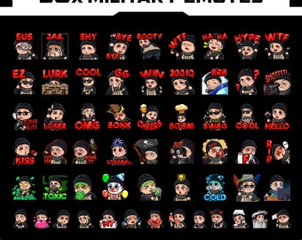58x Tactical Military Emotes for Streamers – Epic Combat & Soldier Designs | Discord Emotes | Youtube Emotes | Facebook Emotes | Kawaii