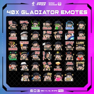 40x Epic Gladiator Emotes: Twitch, Discord, YouTube (Instant Download)
