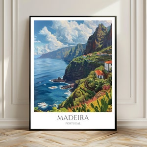 Madeira Reiseposter | Kunstdruck der Blumeninsel im Atlantik | Portugal Wall Art | Geschenk für Globetrotter