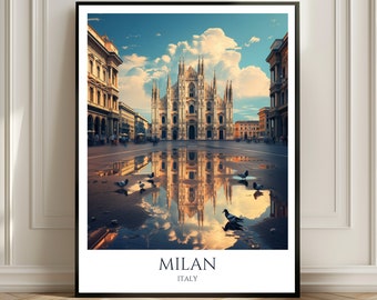 Reiseposter Mailand | Kunstdruck der italienischen Modestadt | Geschenk für Globetrotter