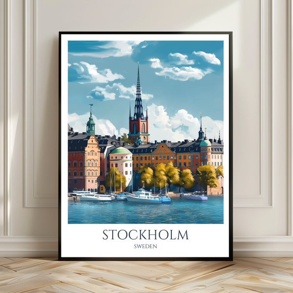 Reiseposter Stockholm | Kunstdruck von Schwedens Hauptstadt | Geschenk für Globetrotter