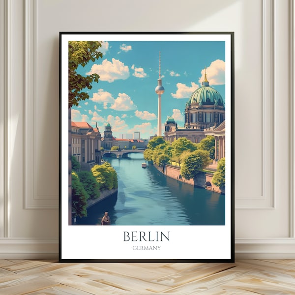 Reiseposter Berlin | Kunstdruck der multikulti Hauptstadt Deutschlands | Geschenk für Globetrotter