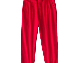 Women's pants mid waist rockabilly pencil red trousers