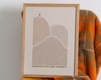 Sermon on the Mount art, NIV, Digital Download, Jesus Wall Art, Bible Wall Art, Beatitudes, Matthew 5, 6, 7