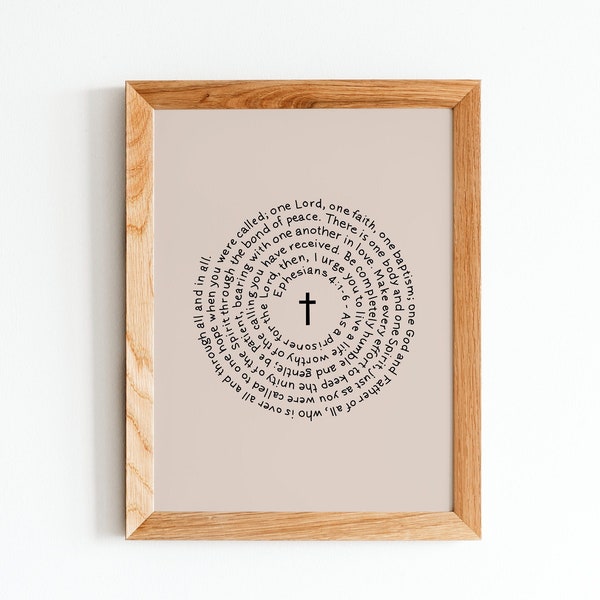 Ephesians 4:1-6 Bearing With One Another In Love, Verse Printable Wall Art, Digital Download, Ephesians 4