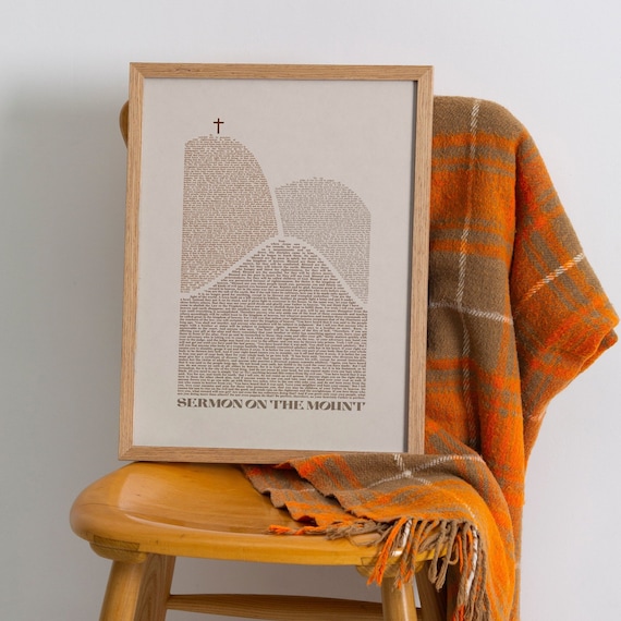 Sermon sur la montagne, NIV, anglais, téléchargement, béatitudes, poster design moderne bible, matthieu 5 6 7, décoration art mural, Jésus