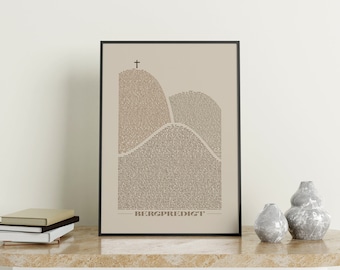Sermon on the Mount art, in GERMAN, Digital Download, Jesus Wall Art, Bible Wall Art, Beatitudes, Matthew 5, 6, 7