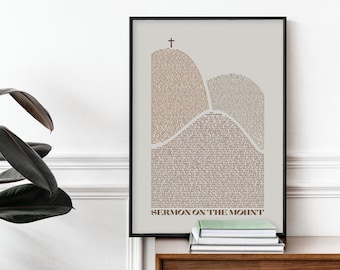 Sermon on the Mount art, KJV, Digital Download, Jesus Wall Art, Bible Wall Art, Beatitudes, Matthew 5, 6, 7, christian gift