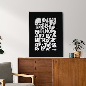 1 Corinthians 13:13, black and white, Faith Hope Love, Instant Download, bible verses, wedding christian gift, printable, bible art