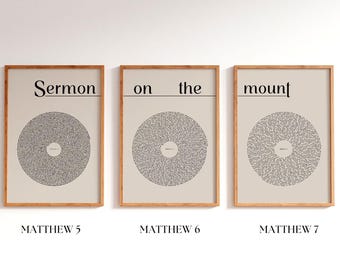 Sermon on the Mount art, A1, Digital Download, Matthew 5, 6, 7, Jesus Wall Art, Bible Wall Art, Beatitudes
