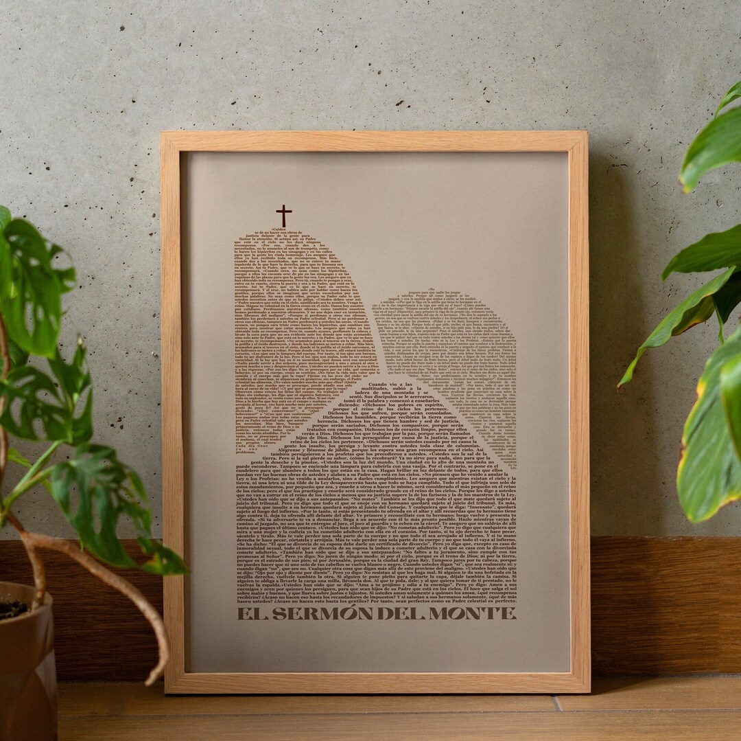 Sermon on the Mount Art, SPANISH, Digital Download, Jesus Wall Art