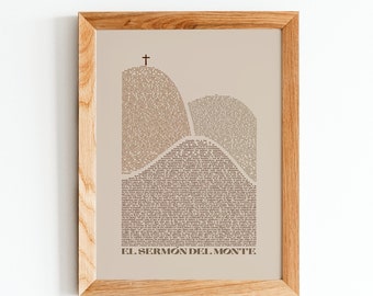 SPANISH, Sermon on the Mount art, Digital Download, Jesus Wall Art, Bible Wall Art, Beatitudes, Matthew 5, 6, 7