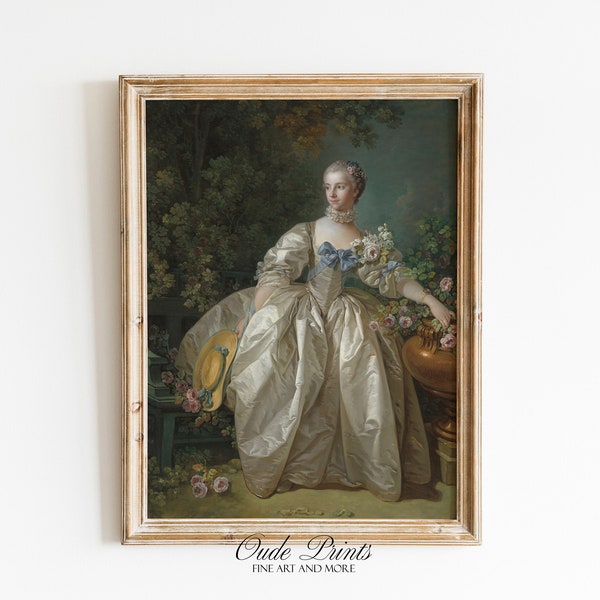 1700s French Portrait Victorian Lady | Vintage Rococo Painting Poster Printable | 18th Century Wall Art Digital Download