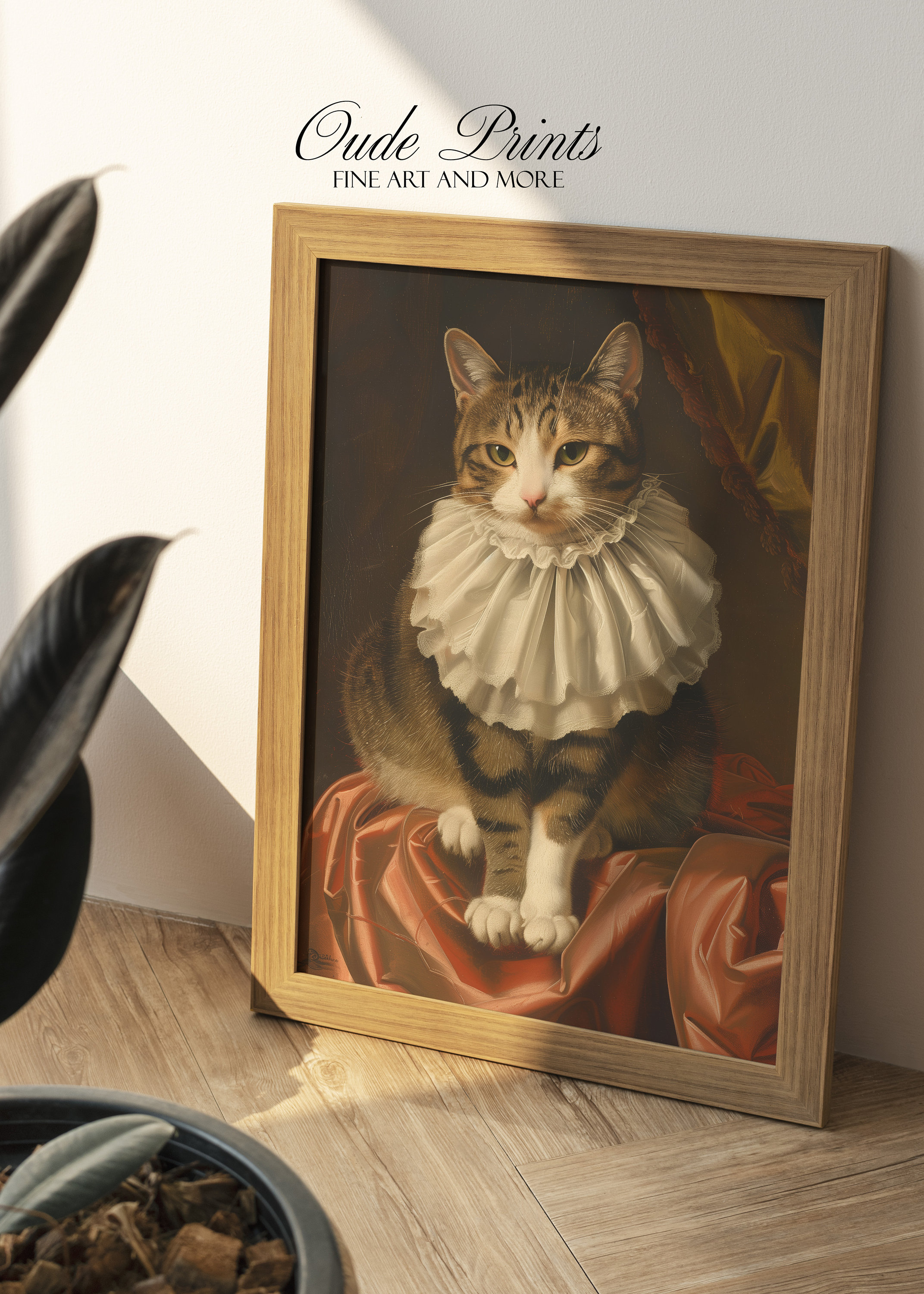 Victorian Cat With Ruffled Collar Painting | Elizabethan Humorous