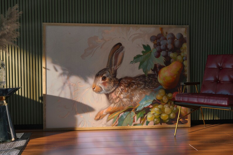 Vintage Rabbit and Fruit Still Life Spring Wall Art | Digital Download ...