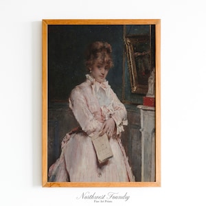 1800s Victorian Portrait Woman Holding Book | Vintage Regency Painting Poster Printable | 19th Century Wall Art Digital Download