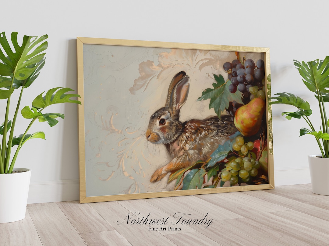 Vintage Rabbit and Fruit Still Life Spring Wall Art | Digital Download ...