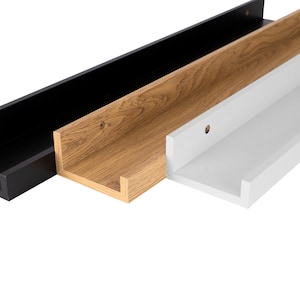 Barra de imagens | Conselho Trilho de galeria | placa de prateleira | elegante e simples | porta-tempero Prateleira de parede | Prateleira flutuante | Madeira | 110 e 70 cm