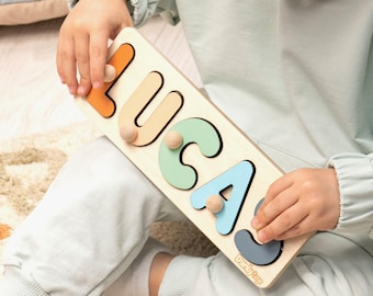 Personalized Name Puzzle, Custom Toddler Toy, Montessori Nursery Decor