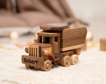 Personalized Truck Toy, Wooden Car Toy, Custom Birthday Baby Gifts