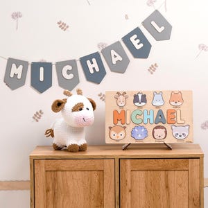 Custom Animal Name Puzzle | Wooden Nursery Decor | Toddler Puzzle