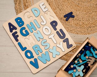 Wooden Alphabet Puzzle: Montessori ABC Learning Toy, DanlyToys