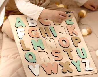 Montessori Alphabet Puzzle Board: Wooden ABC Learning Toy