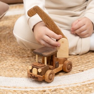 Wooden Toy Crane, Construction Cars, Toys For Toddlers, Birthday Boy Gift