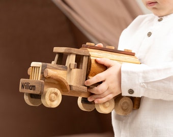 Handmade Wooden Milk Truck for Kids / Personalized Wooden Toys