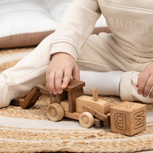 Handmade Wooden Toy Digger Truck - Personalized with Name Engraving