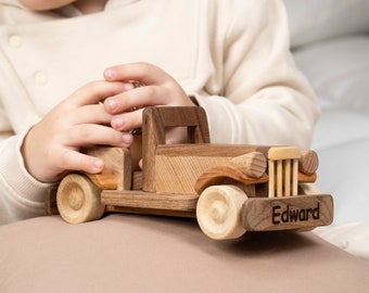Kids Wooden Toy Cars, Wood Retro Car Toy, Personalized Baby Gifts, Sensory Toys For Toddlers, Birthday Boy Gift, First Easter
