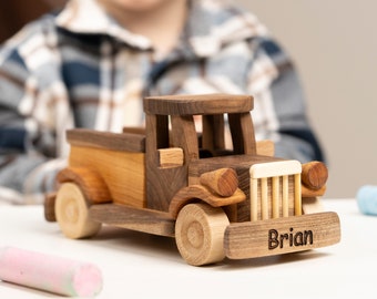 American Pickup Truck Toy: Handmade Wooden Vintage Truck / Personalized Boys Gift