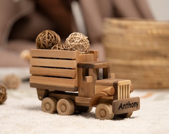 Handmade Wooden Truck Toy: Personalized Oak Chassis