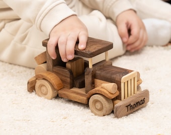 Wooden Retro Car, Personalized Wooden Toys / HANDMADE / Baby Shower Gift