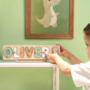 Educational Name Puzzle - Wooden Toys - Baby Boy - Personalized Wooden Name Puzzle - Gift for 1st Birthday - Baby First Christmas Gift