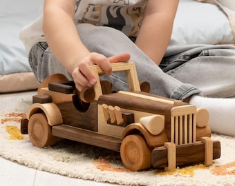 Handmade Wooden Retro Car Toy: Personalized Eco-Friendly Wood