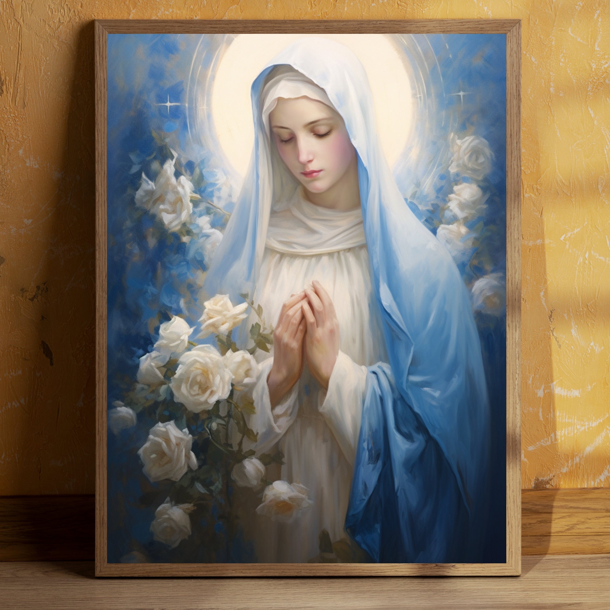 Our Lady of Grace, Blessed Virgin Art, Mother Mary, Madonna, Digital Print, Sketches, Jesus Art, Bible Printable Wall Art, Christian Faith